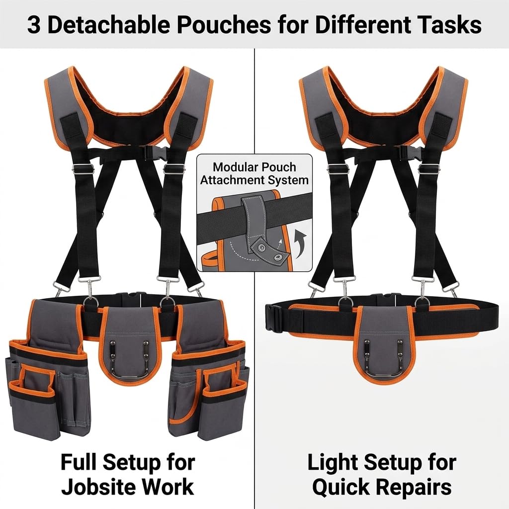 Heavy Duty Magnetic Tool Belt with Suspenders C918