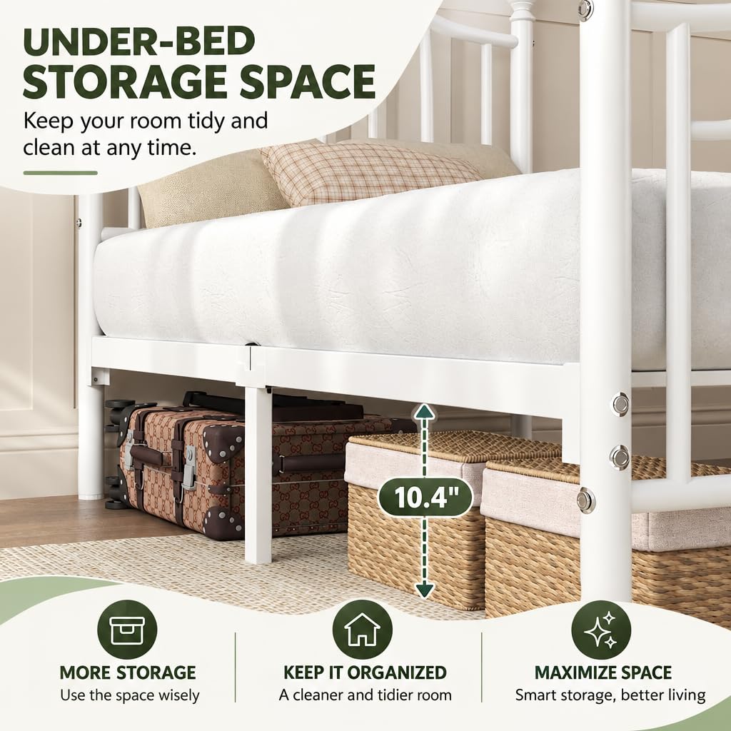 Twin Size Bed Frame with Victorian Headboard & Footboard T46290