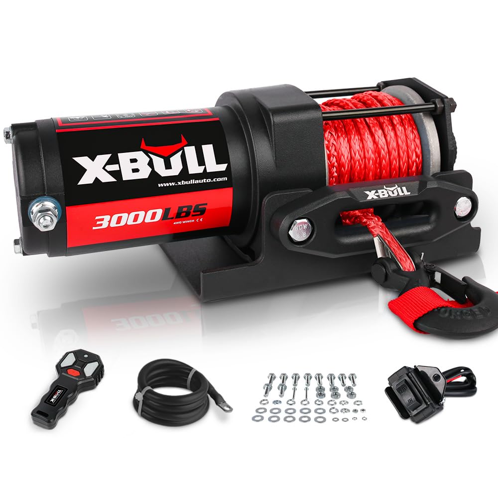 12V 3000LBS Synthetic Rope Electric Winch with Mounting Bracket V67292