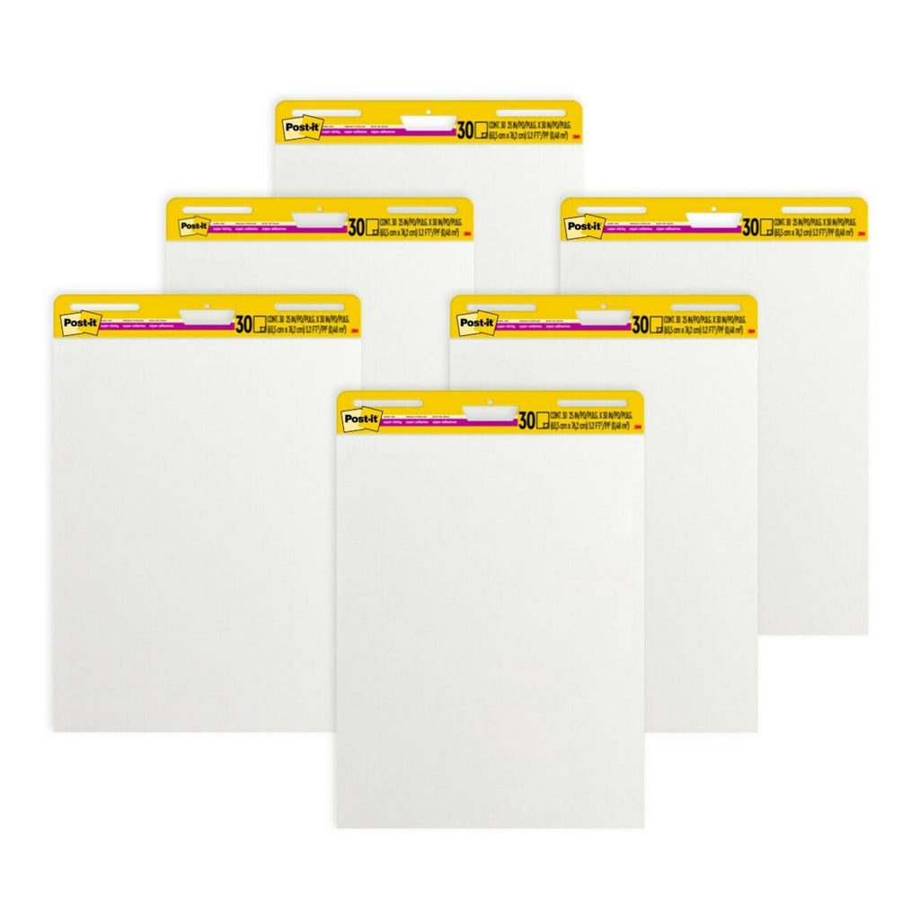 Super Sticky Easel Pads, 25" x 30", 6 Pads, White S437944