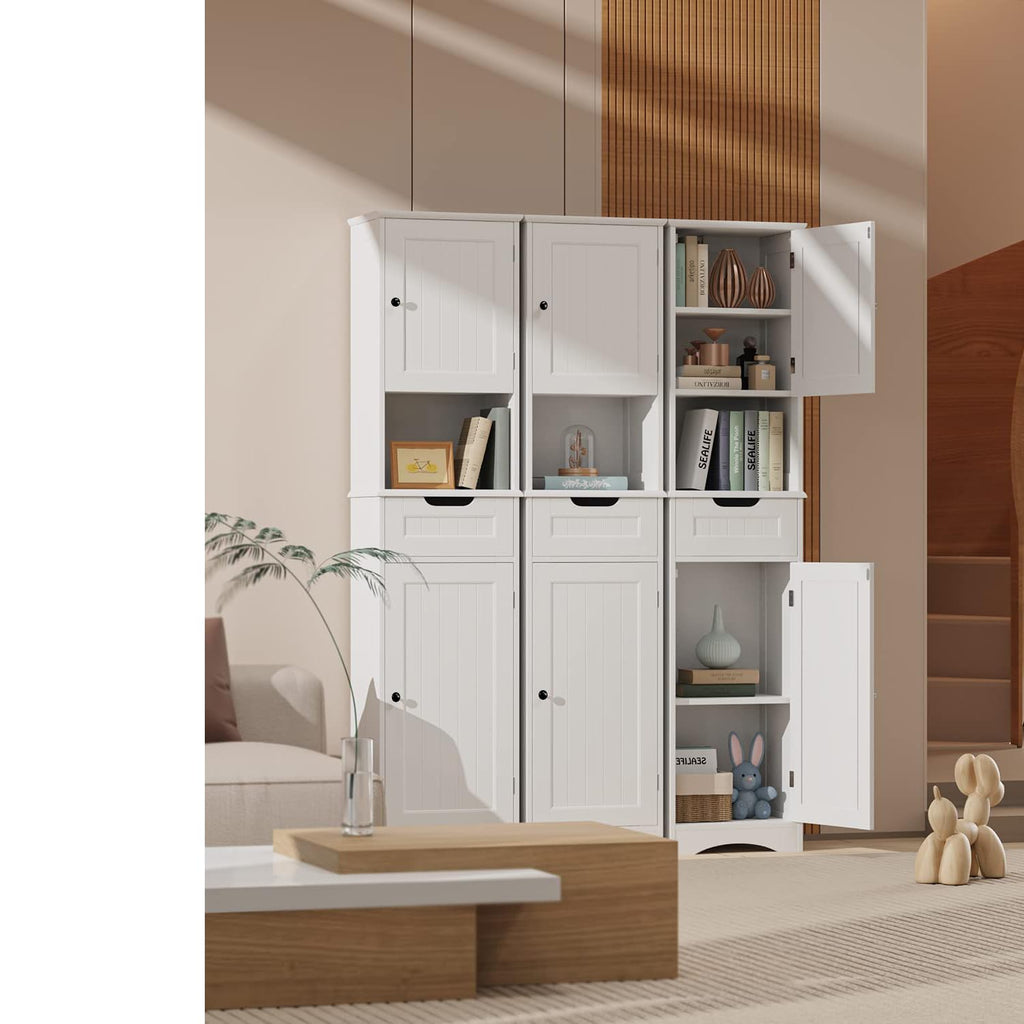 67” H Tall White Bathroom Storage Cabinet G7440