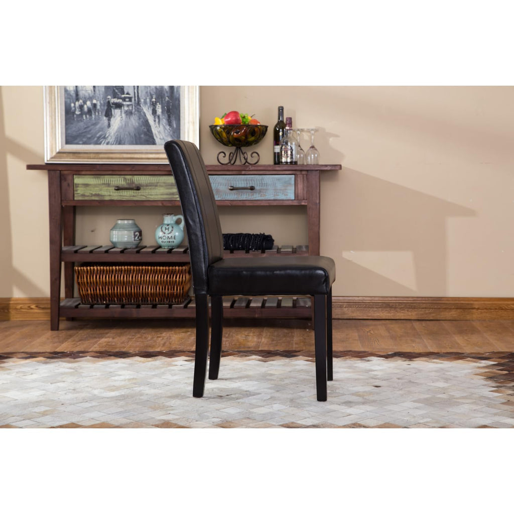 Black Faux Leather Parson Chair Set of 2 M3540