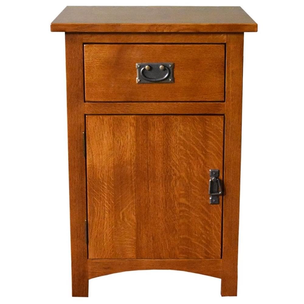 Solid Wood Nightstand with 1 Door and Drawer F8930