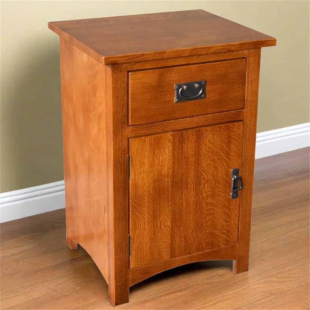 Solid Wood Nightstand with 1 Door and Drawer F8930