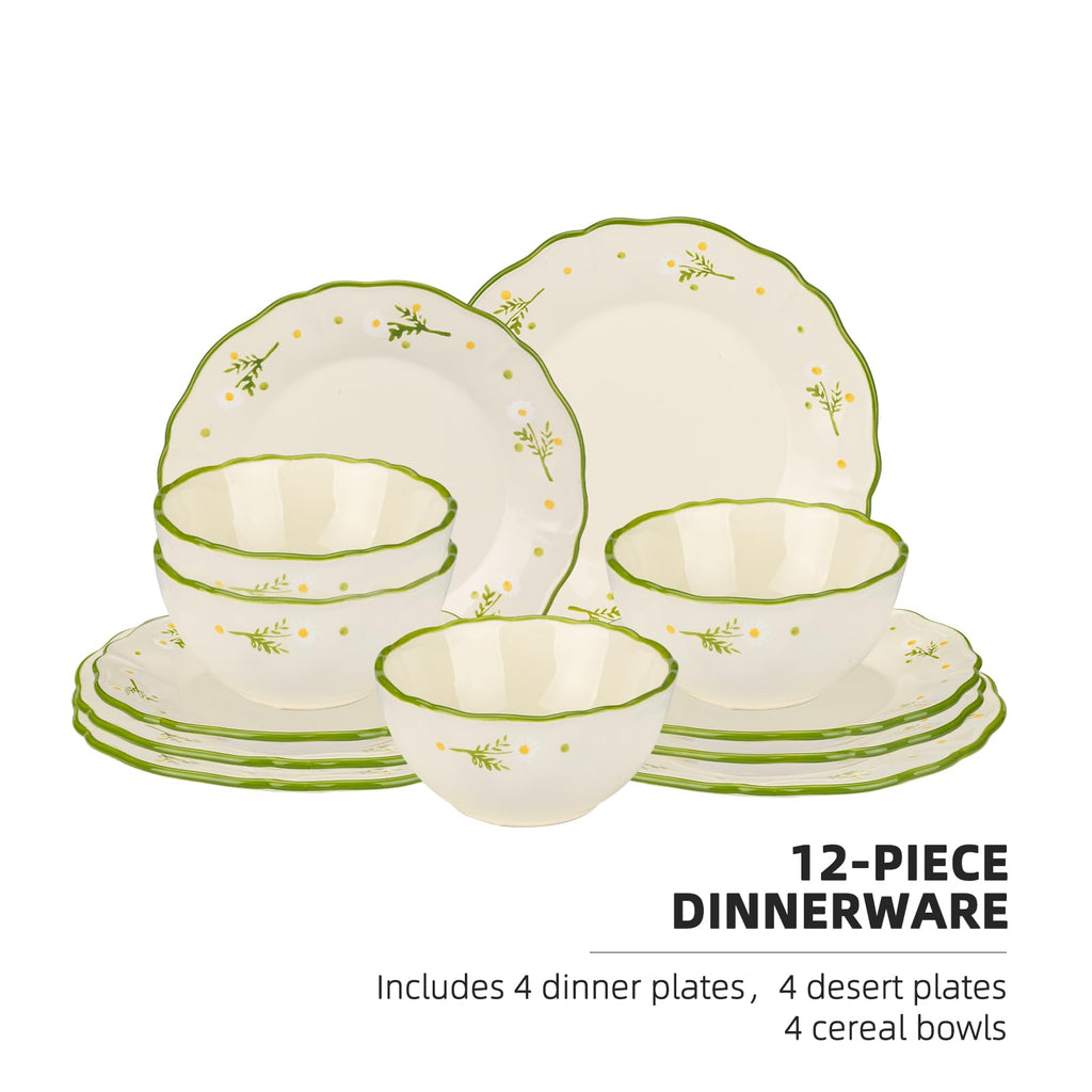 12-Piece Hand-painted Ceramic Dinnerware Set M286515