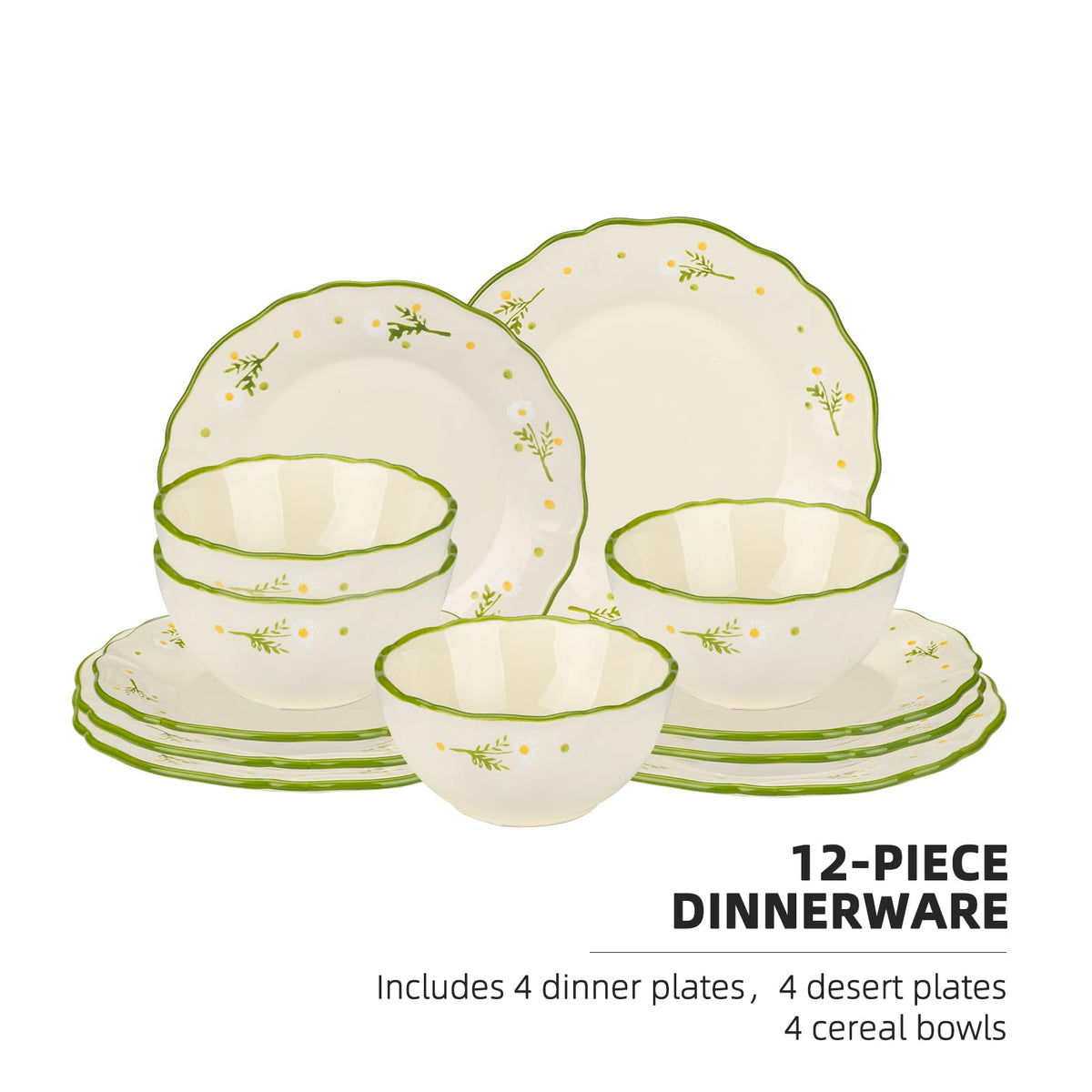 12-Piece Hand-painted Ceramic Dinnerware Set M286515