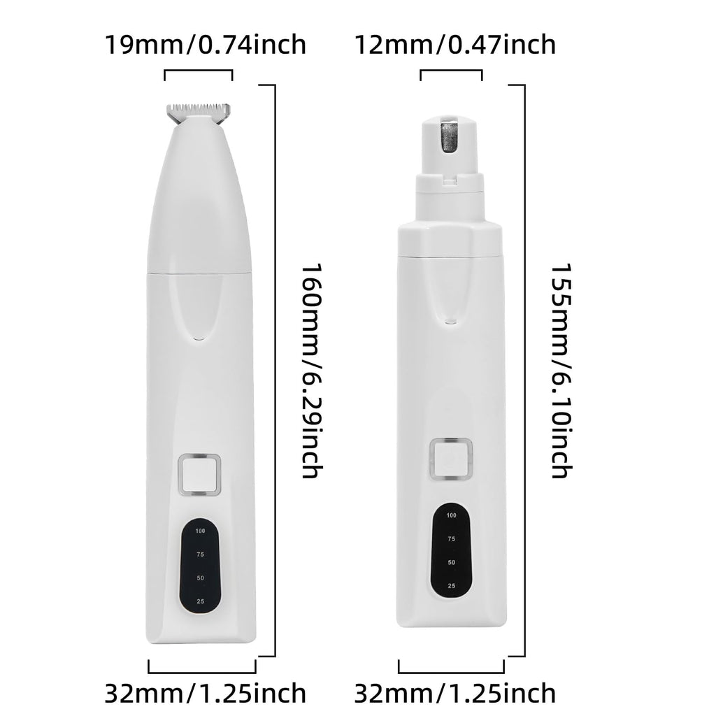 Quiet 2-in-1 Pet Hair Trimmer & Nail Grinder with LED Light O258