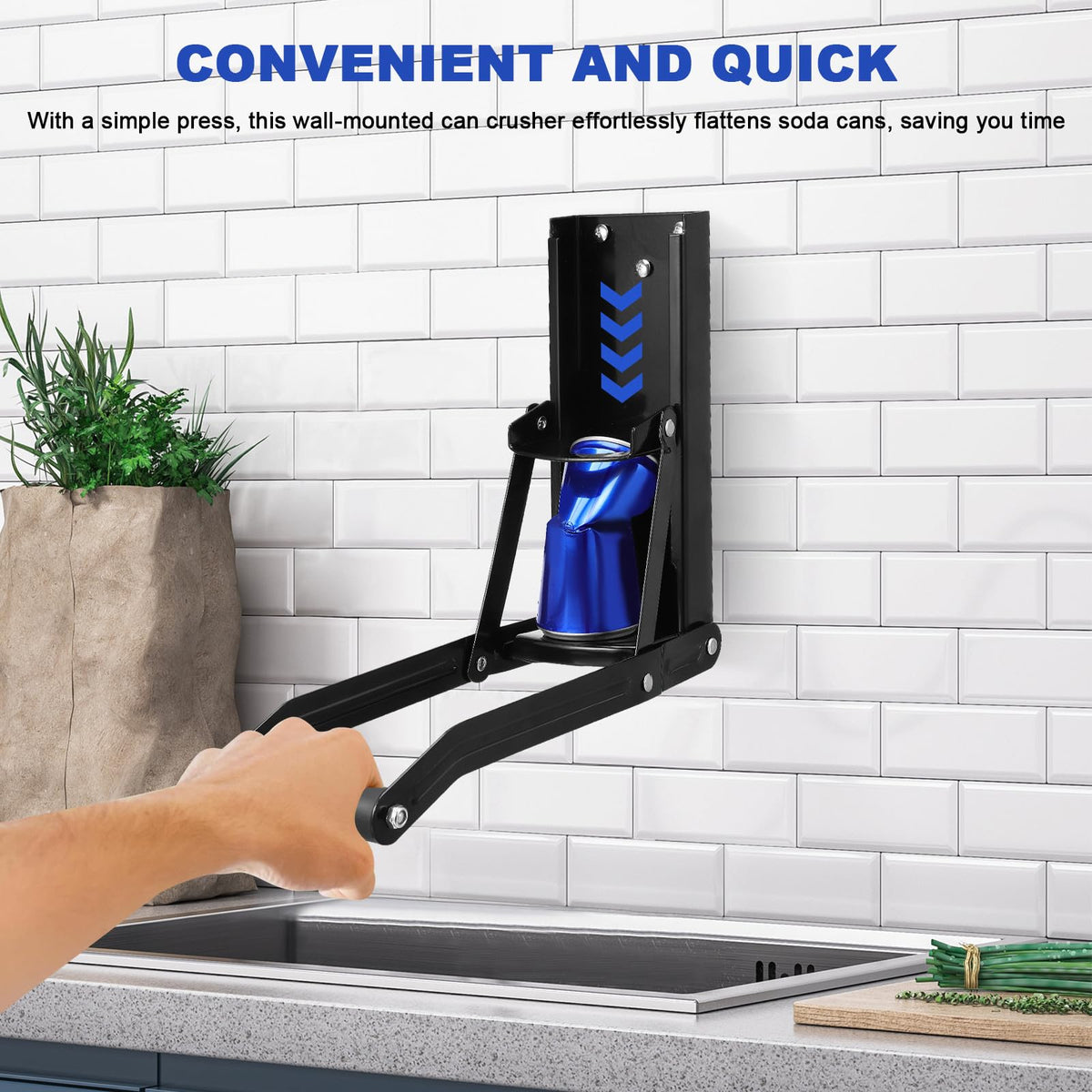 Wall Mounted Can Crusher with Folding Handle A47295