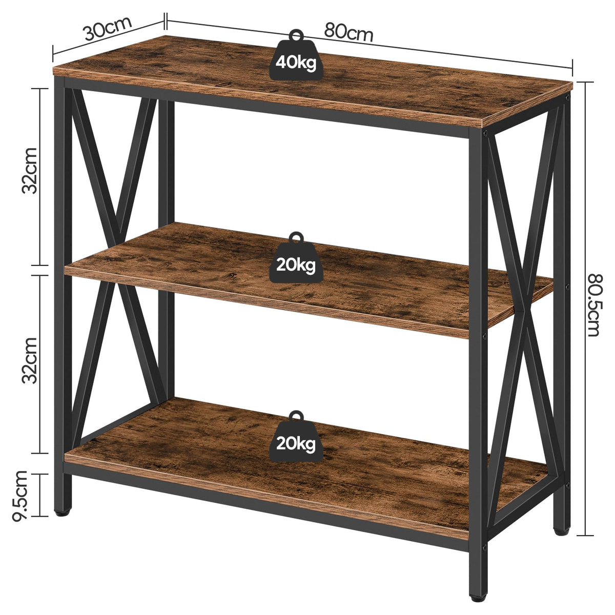 31.5" 3-Tier Console Table P33952