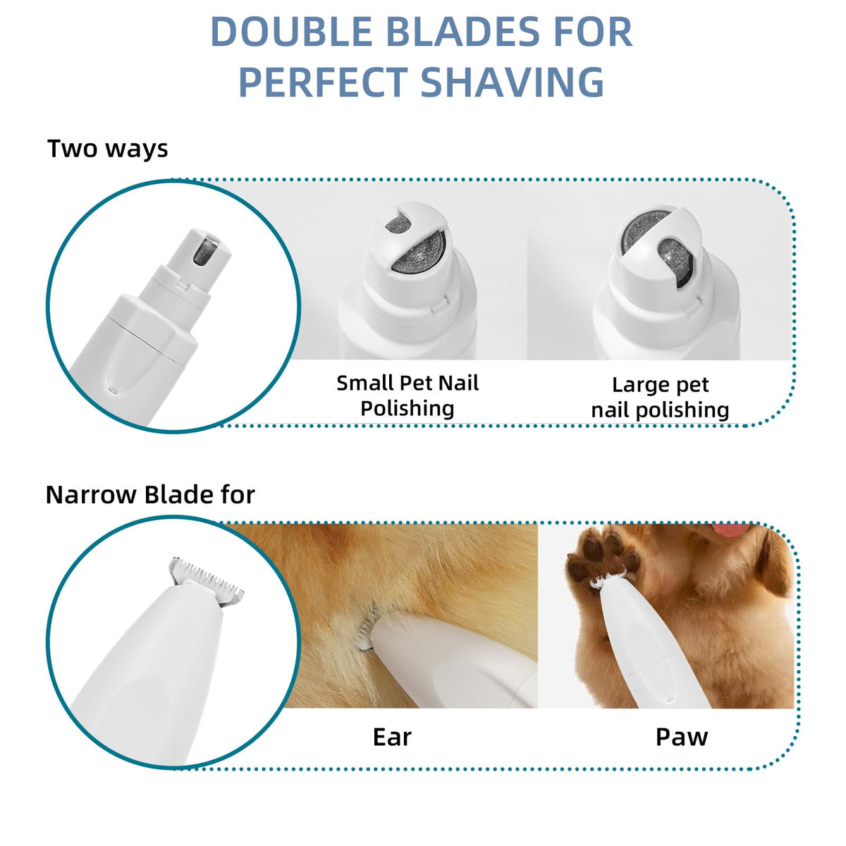 Quiet 2-in-1 Pet Hair Trimmer & Nail Grinder with LED Light O258