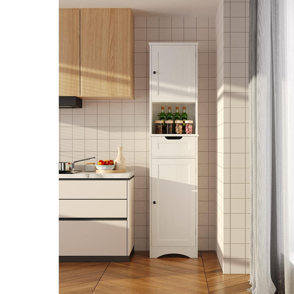 67” H Tall White Bathroom Storage Cabinet G7440