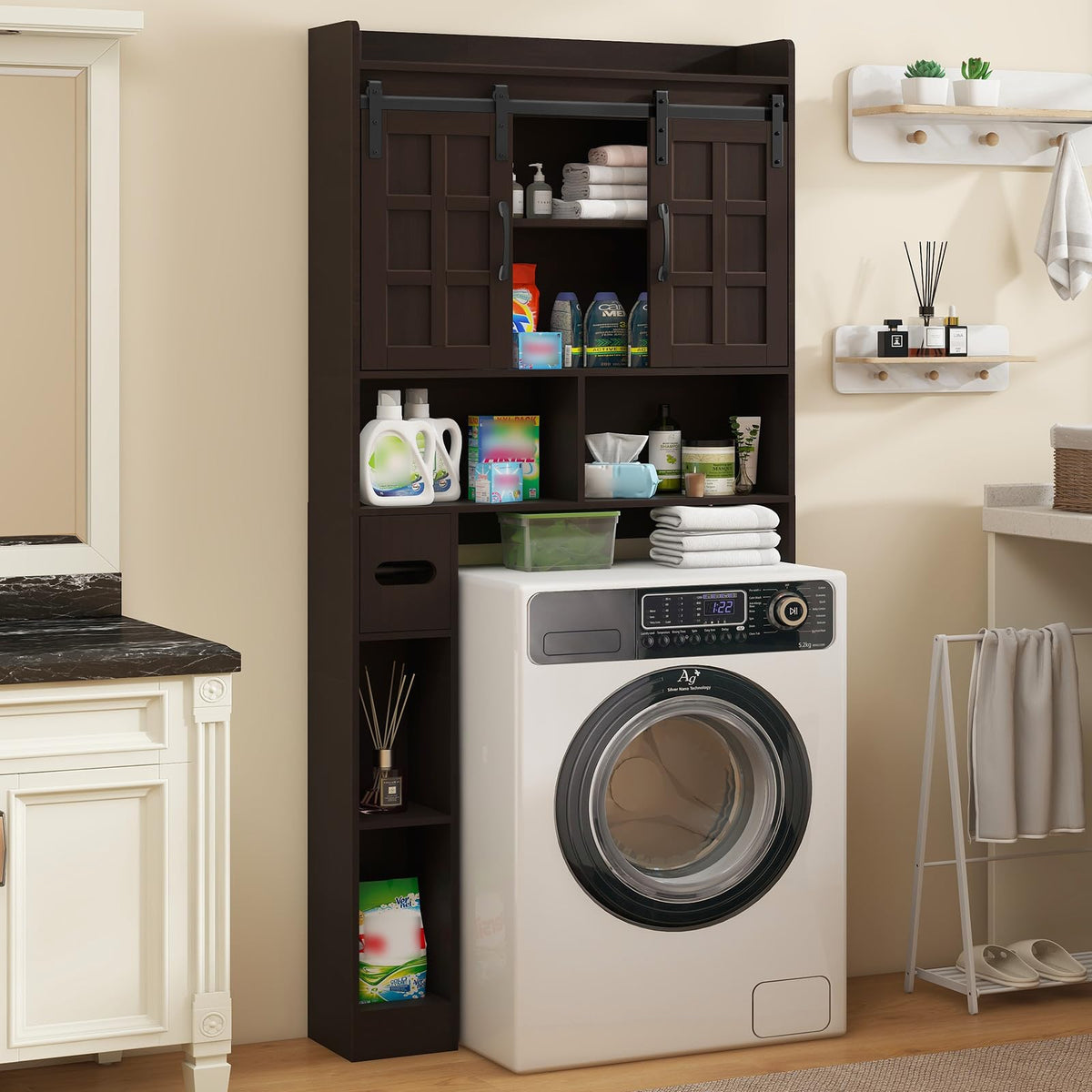 Over The Toilet Storage Cabinet with Sliding Doors C56403