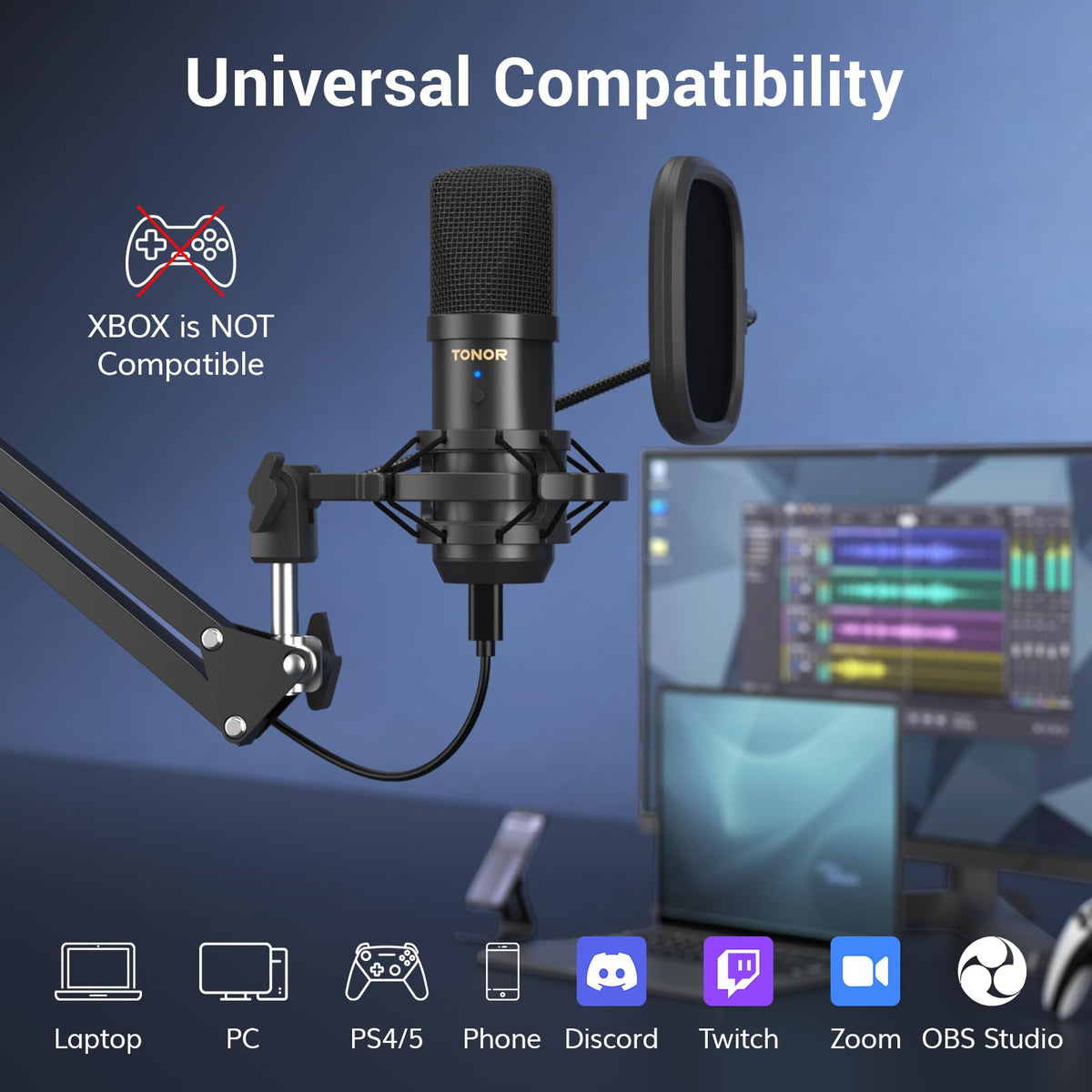 USB Condenser Microphone with Boom Arm Kit V409467
