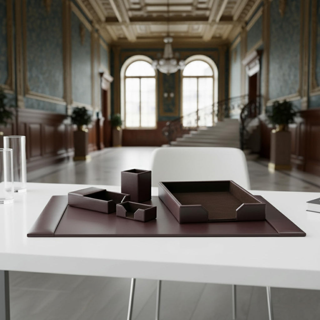 Bonded Leather Desk Set 5 Piece I22785