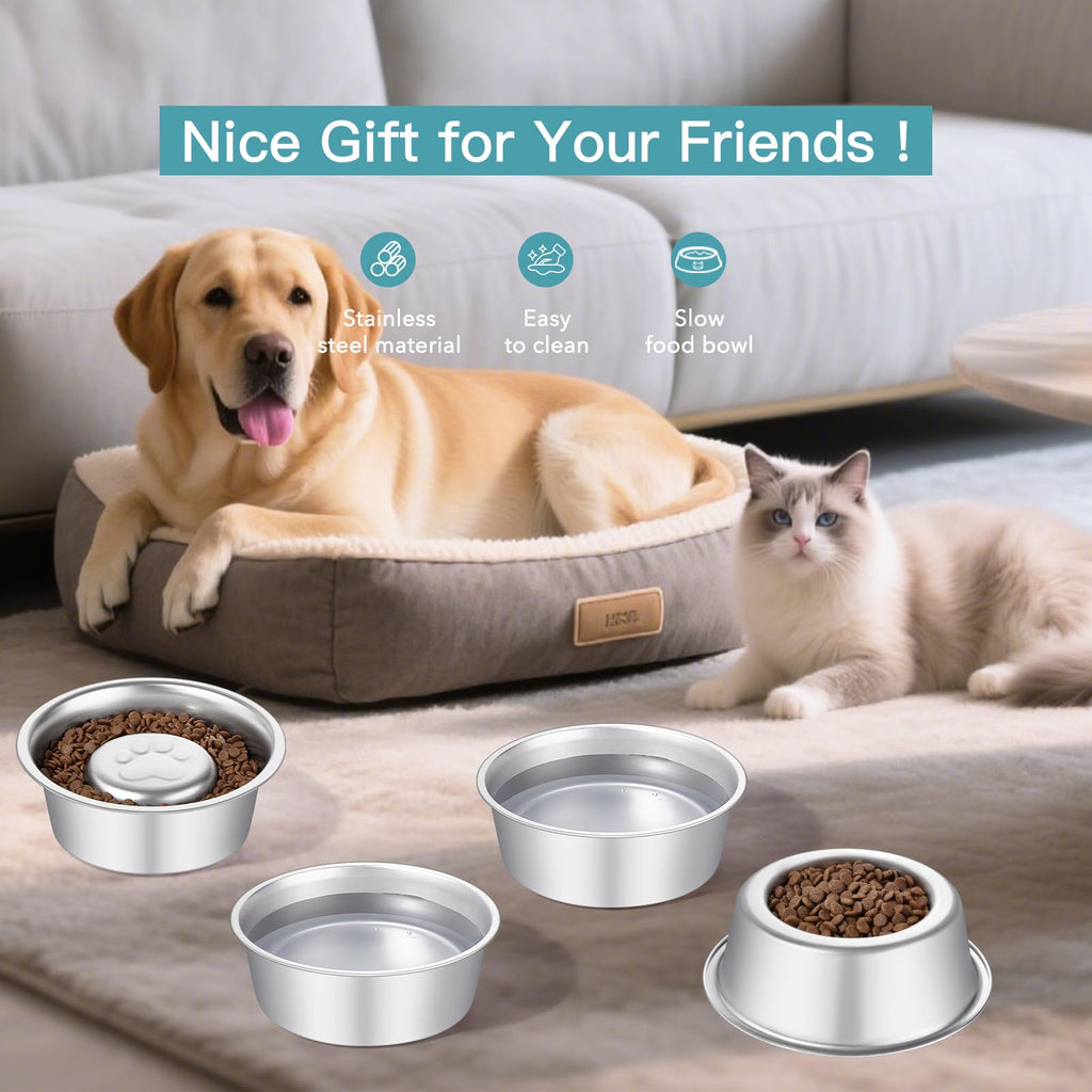 Stainless Steel Pet Dog Water and Food Bowl, 2-Pack X374580