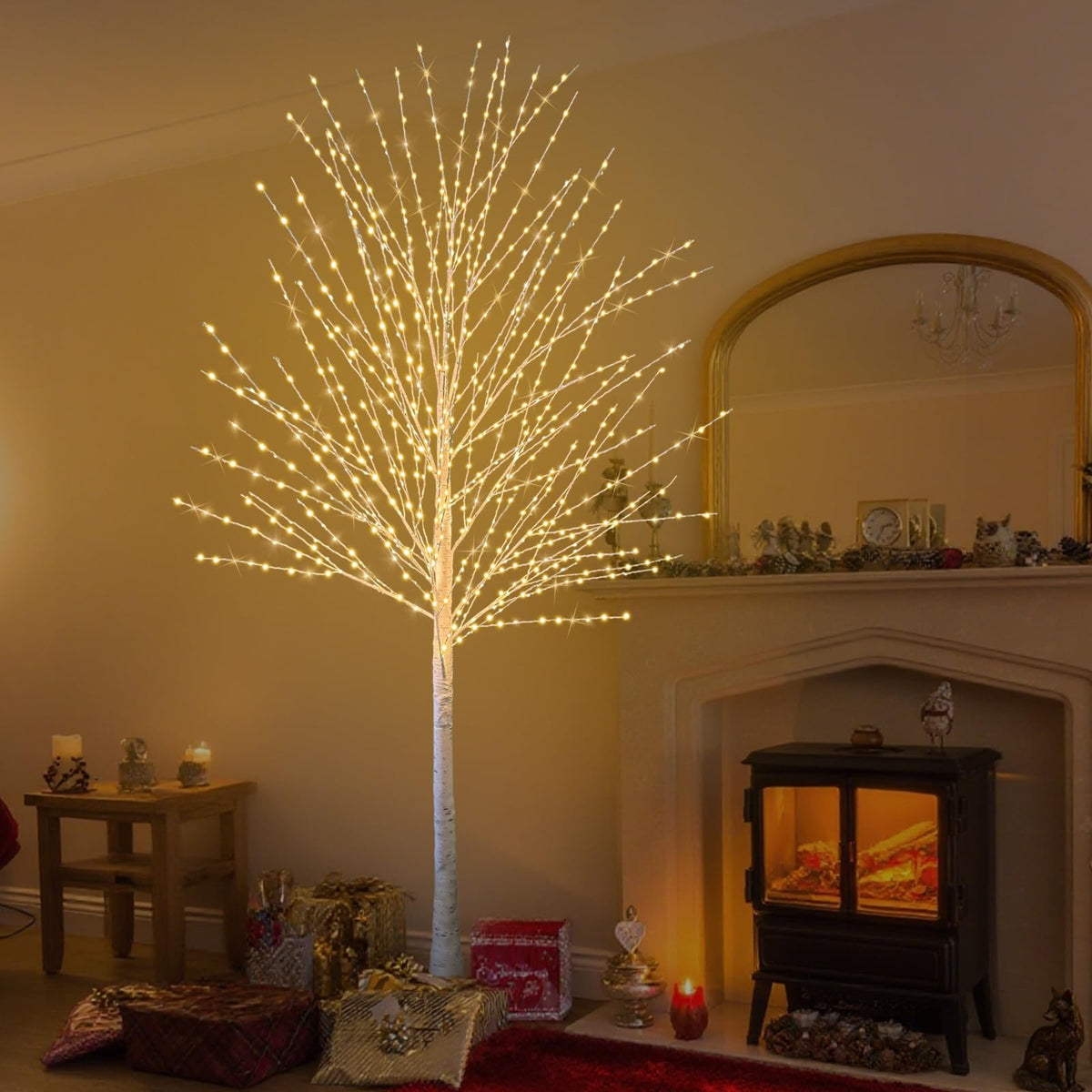 6FT Lighted Birch Tree with 880 LED Lights F9576