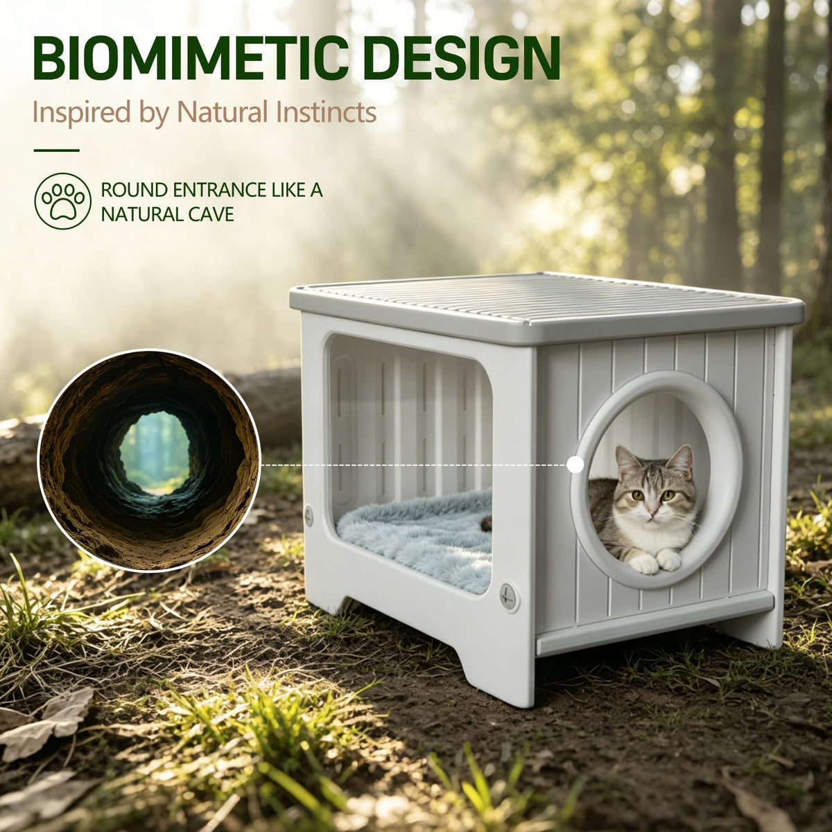 Weatherproof Stackable Outdoor Cat House with Clear Window O215777