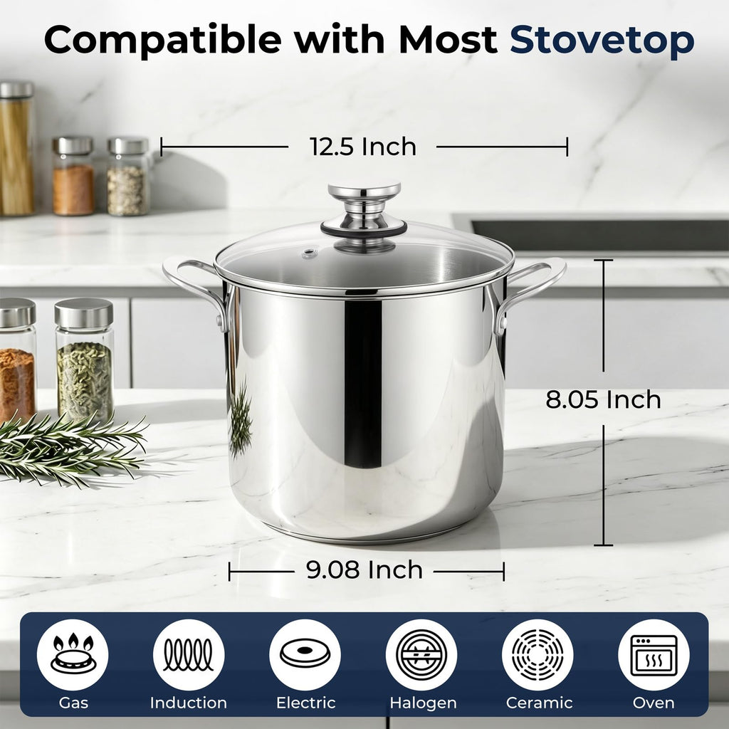 8QT Stainless Steel Stock Pot with Lid P1140
