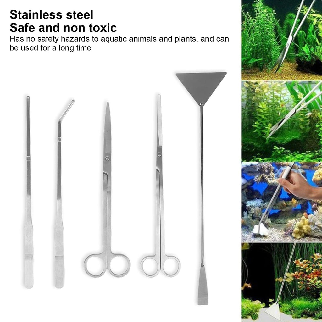 Aquarium Scissors and 5 in 1 Aquascaping Kit Stainless Steel 5 Piece Set U9045