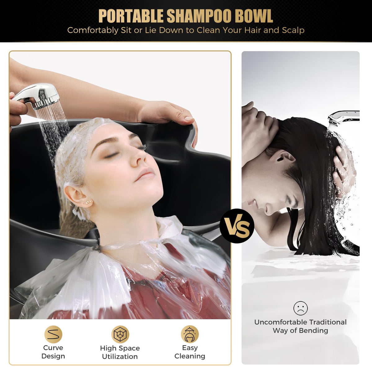 Portable Height & Angle Adjustable Shampoo Bowl C27208