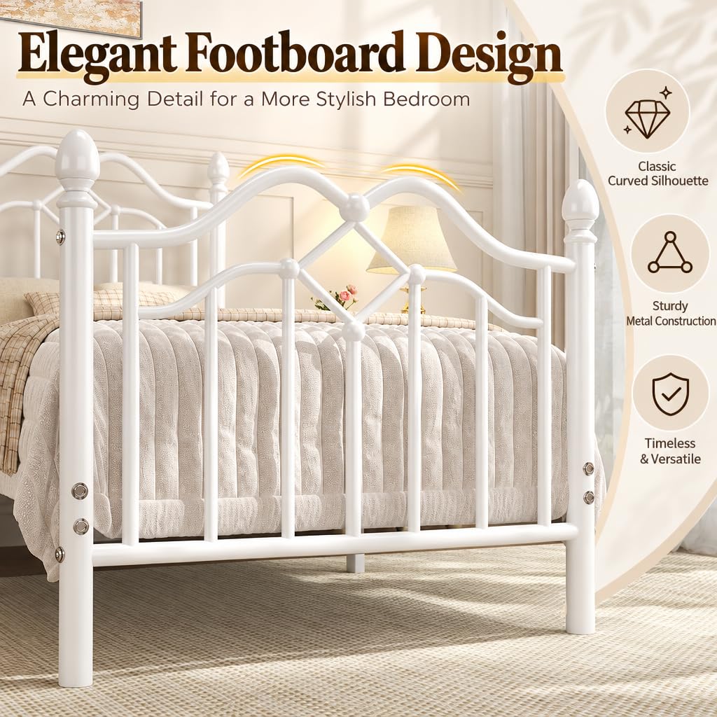 Twin Size Bed Frame with Victorian Headboard & Footboard T46290