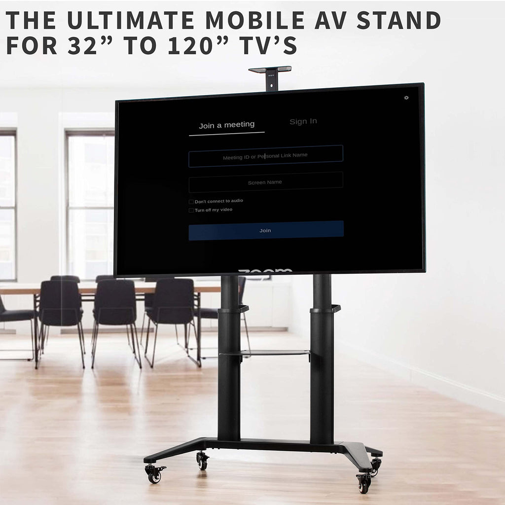 Aluminum Mobile TV Cart for 32 to 120 inch Screens up to 308 lbs, Black Z956686