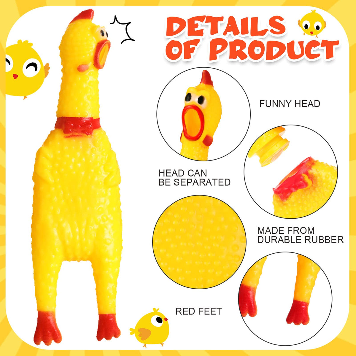 50 Pcs Yellow Rubber Chickens X610