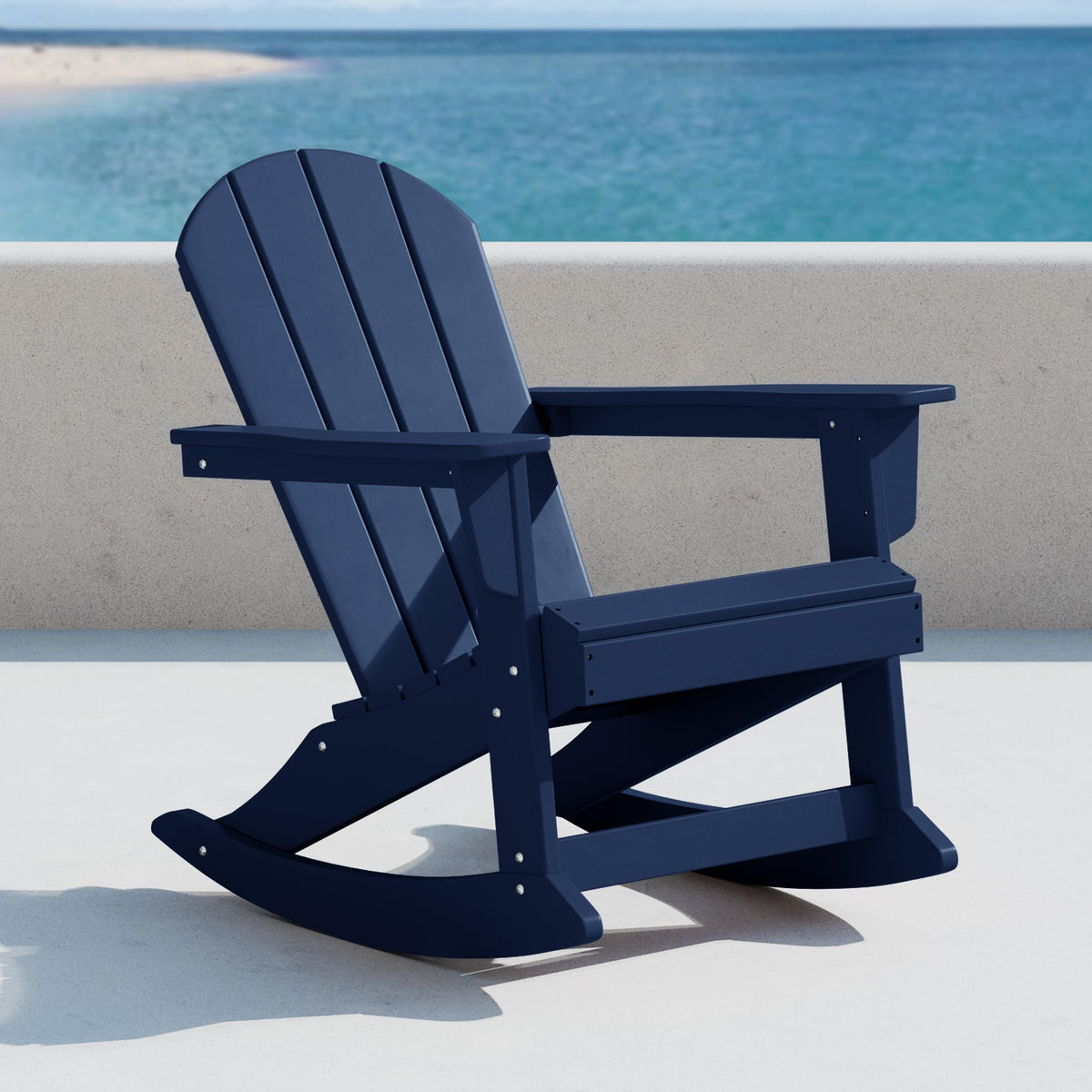 Navy Blue HDPE Outdoor Rocking Chair I6571