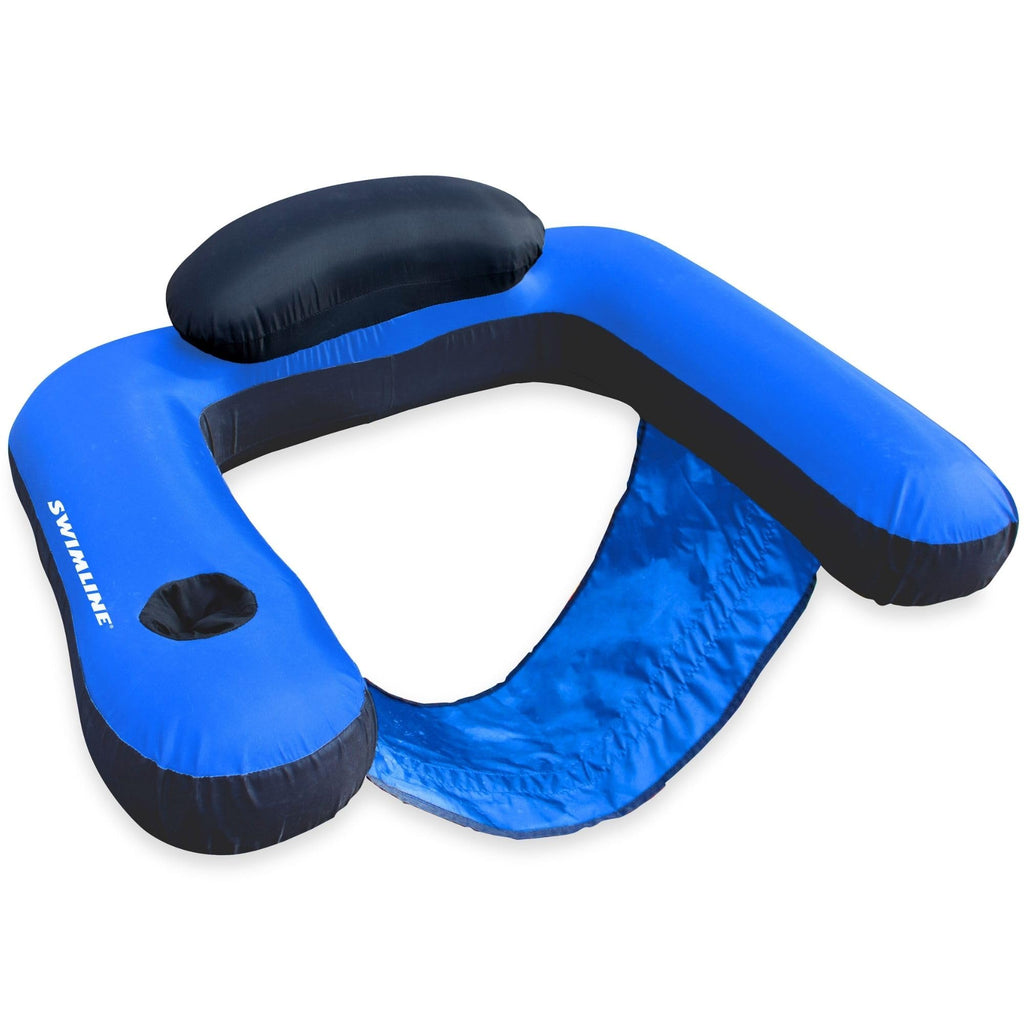 Fabric Covered Inflatable Pool Lounger with Cup Holder T584