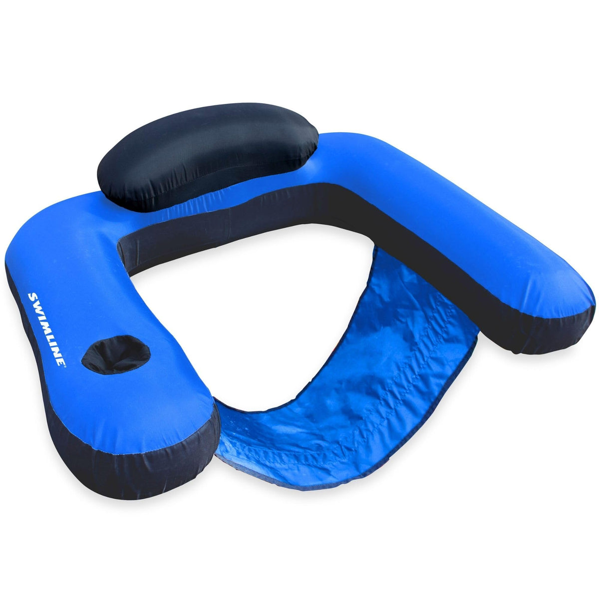 Fabric Covered Inflatable Pool Lounger with Cup Holder T584