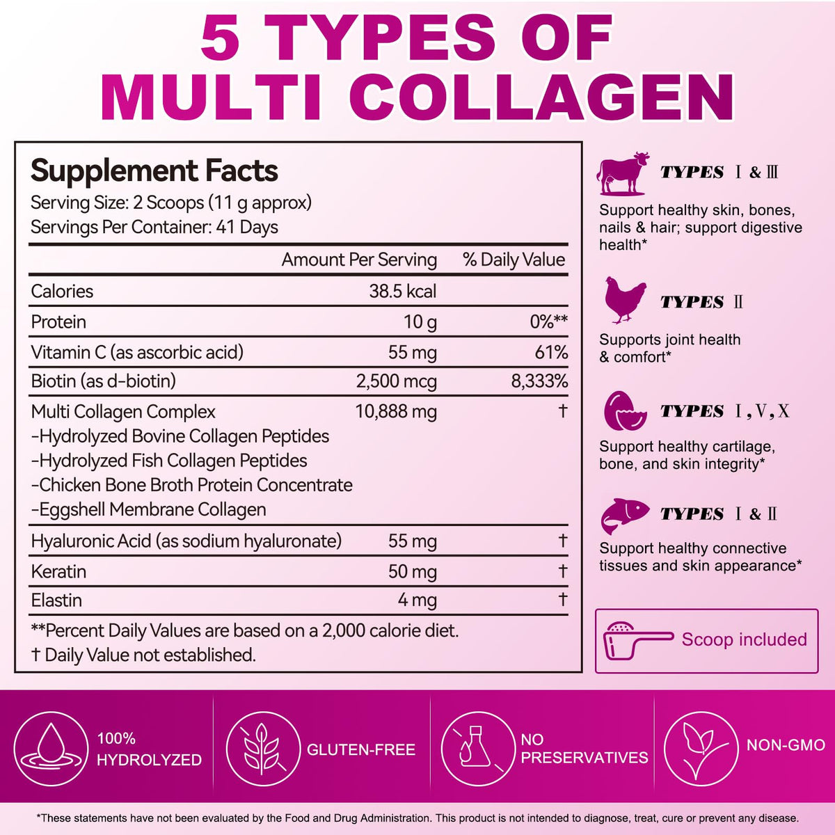 Unflavored Hydrolyzed Collagen Peptides Powder 16 oz M5489