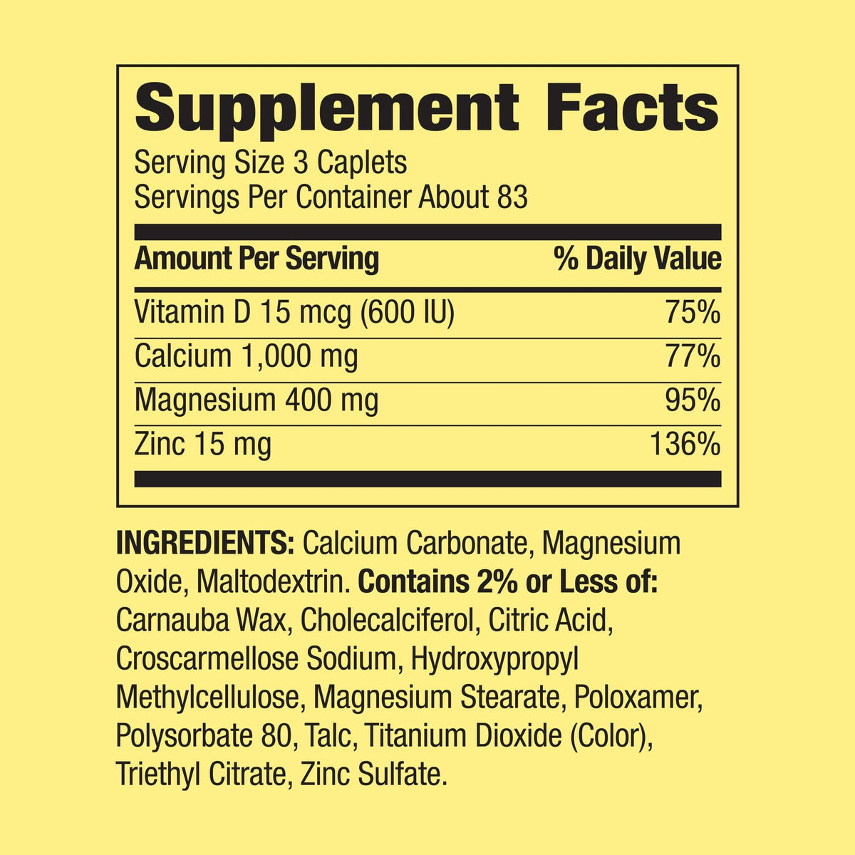 Calcium Magnesium Zinc with D3 Caplets 250ct R223300