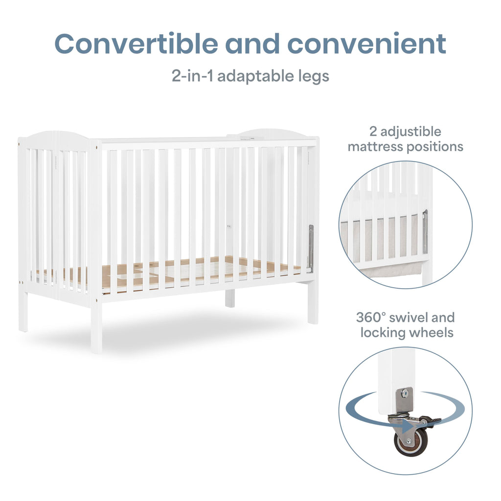 Full Size 2-in-1 Folding Baby Crib White C32681