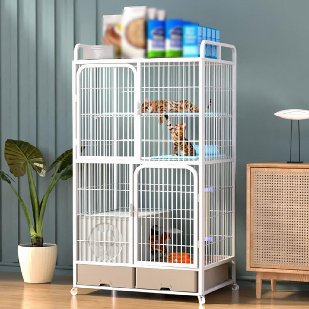 White 4 Tier Cat Cage with Litter Box C9975