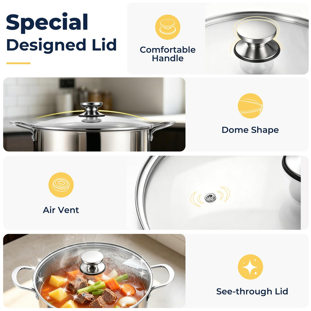 8QT Stainless Steel Stock Pot with Lid P1140