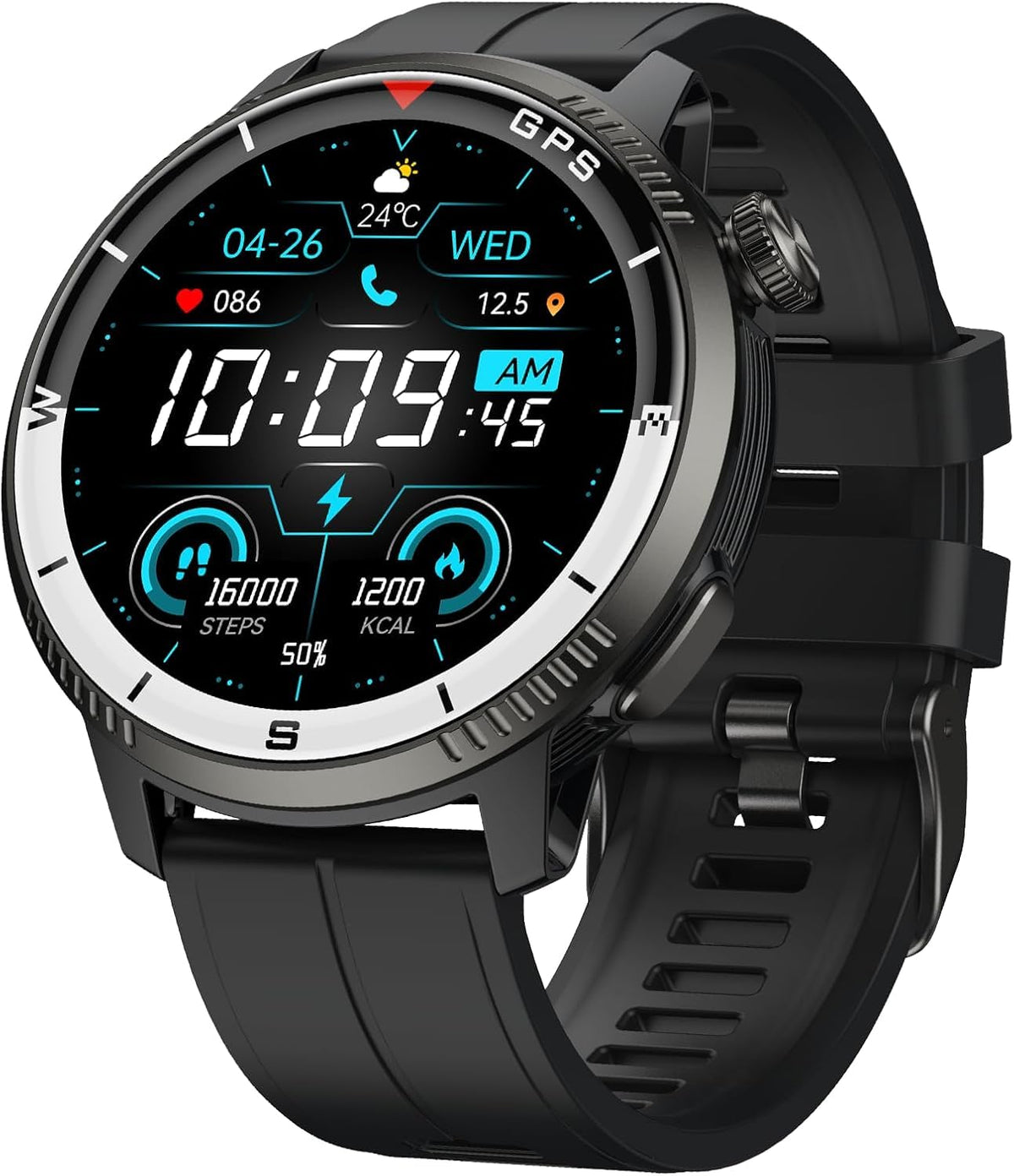 Black GPS Smartwatch with Heart Rate Monitor L6781