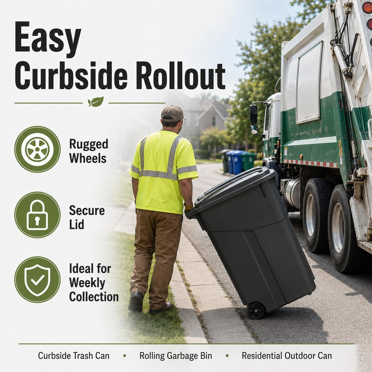 32 Gallon Wheeled Heavy-Duty Outdoor Trash Can O1783