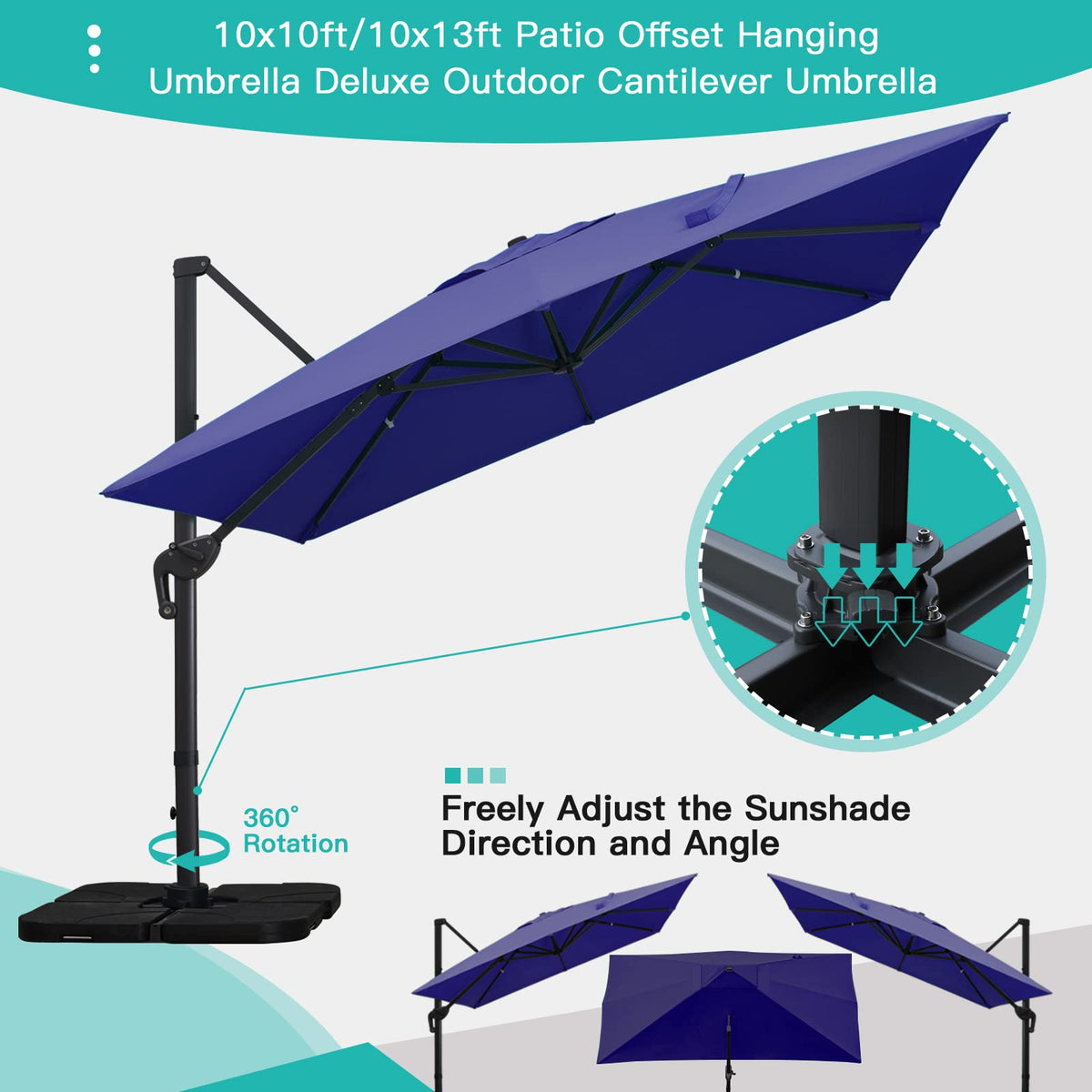 10x13Ft Rectangular Offset Patio Umbrella Q32902
