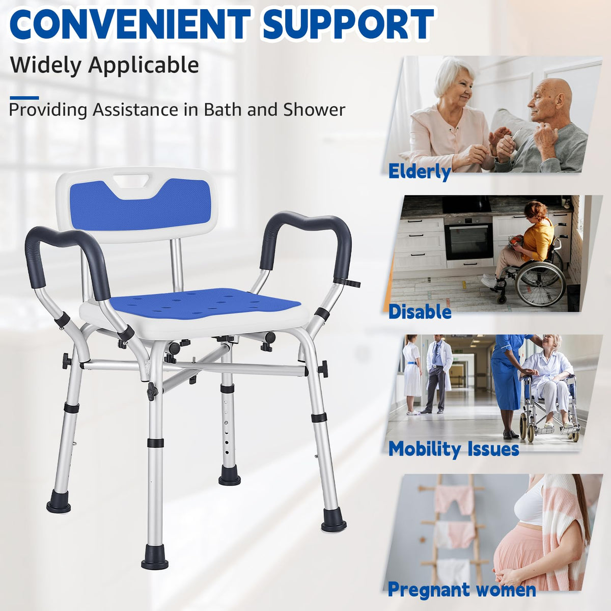 Blue Adjustable Shower Chair L493166