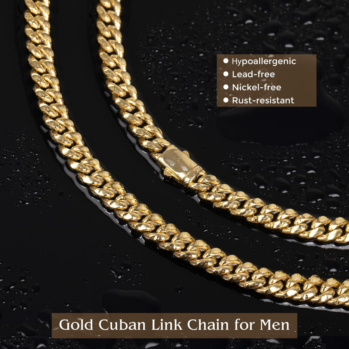 Gold Cuban Link Chain 316L Stainless Steel Necklace 20/22/24 Inches R866942