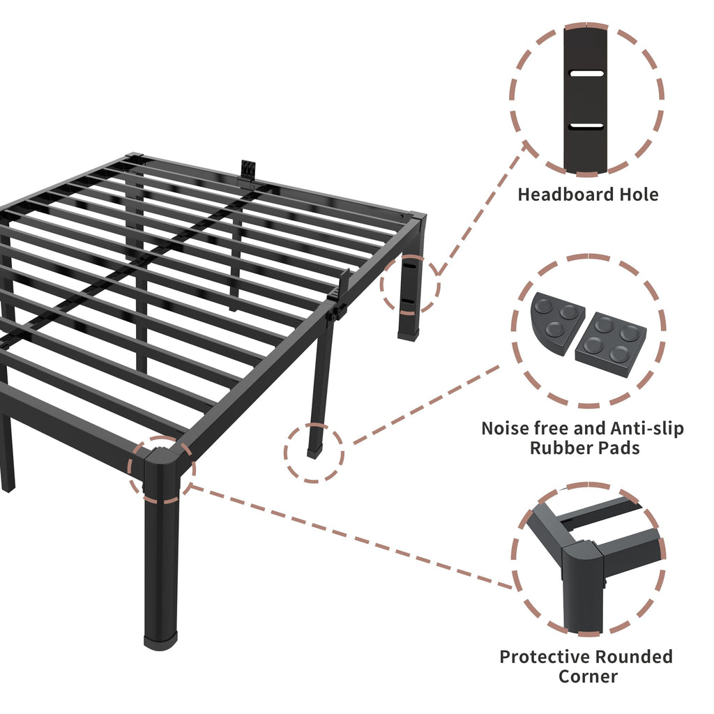 18 Inch Queen Bed Frame with Rounded Corner W53075