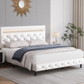 White Faux Leather Upholstered Full Size Platform Bed Frame F5266