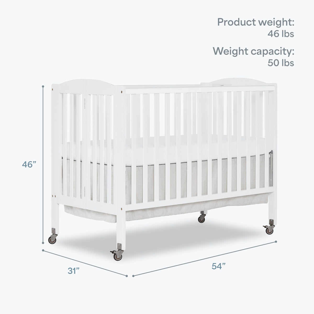 Full Size 2-in-1 Folding Baby Crib White C32681