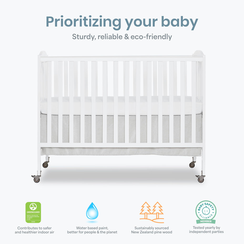 Full Size 2-in-1 Folding Baby Crib White C32681