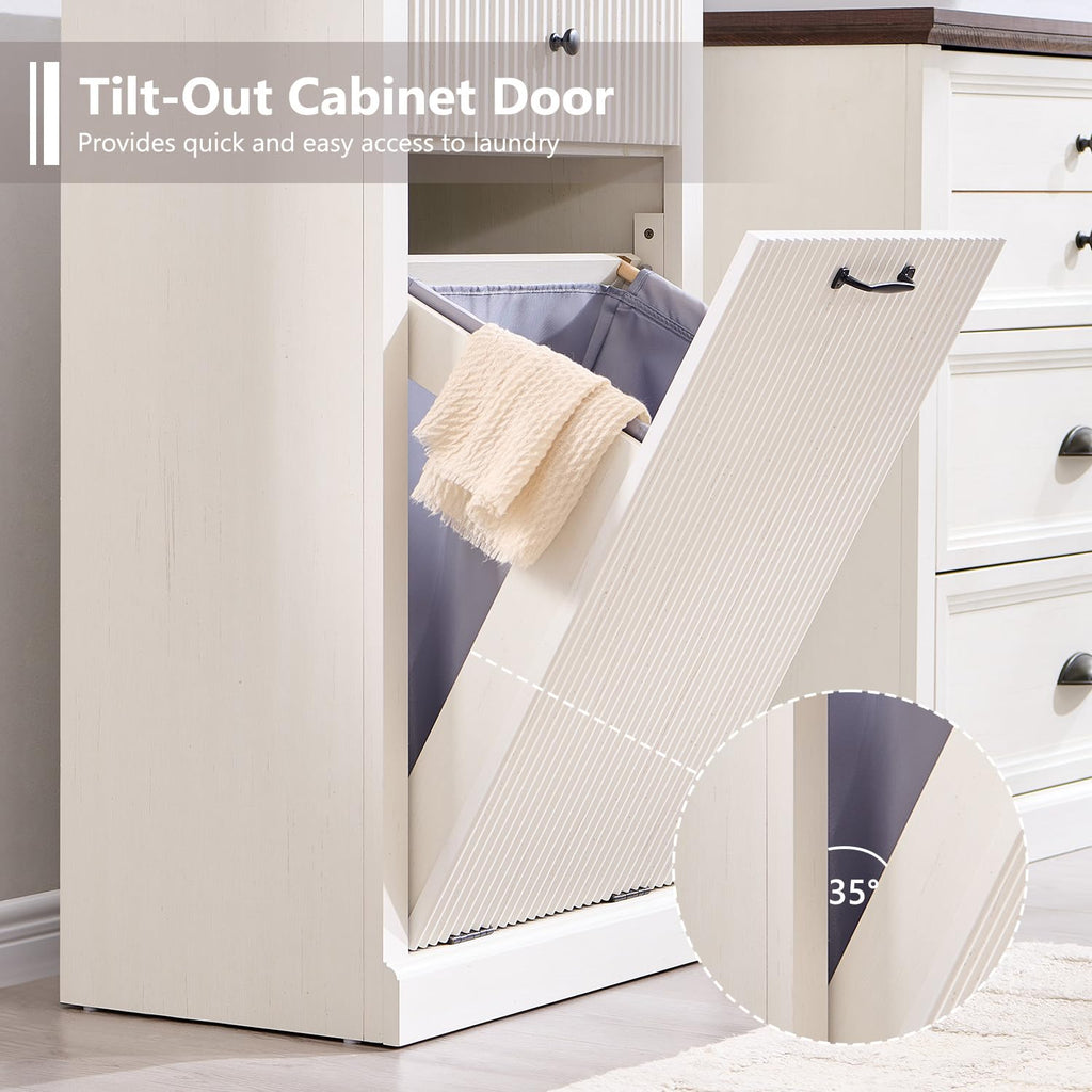 White Tilt Out Laundry Hamper Cabinet P9565