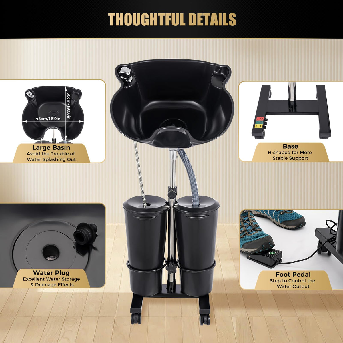 Portable Height & Angle Adjustable Shampoo Bowl C27208