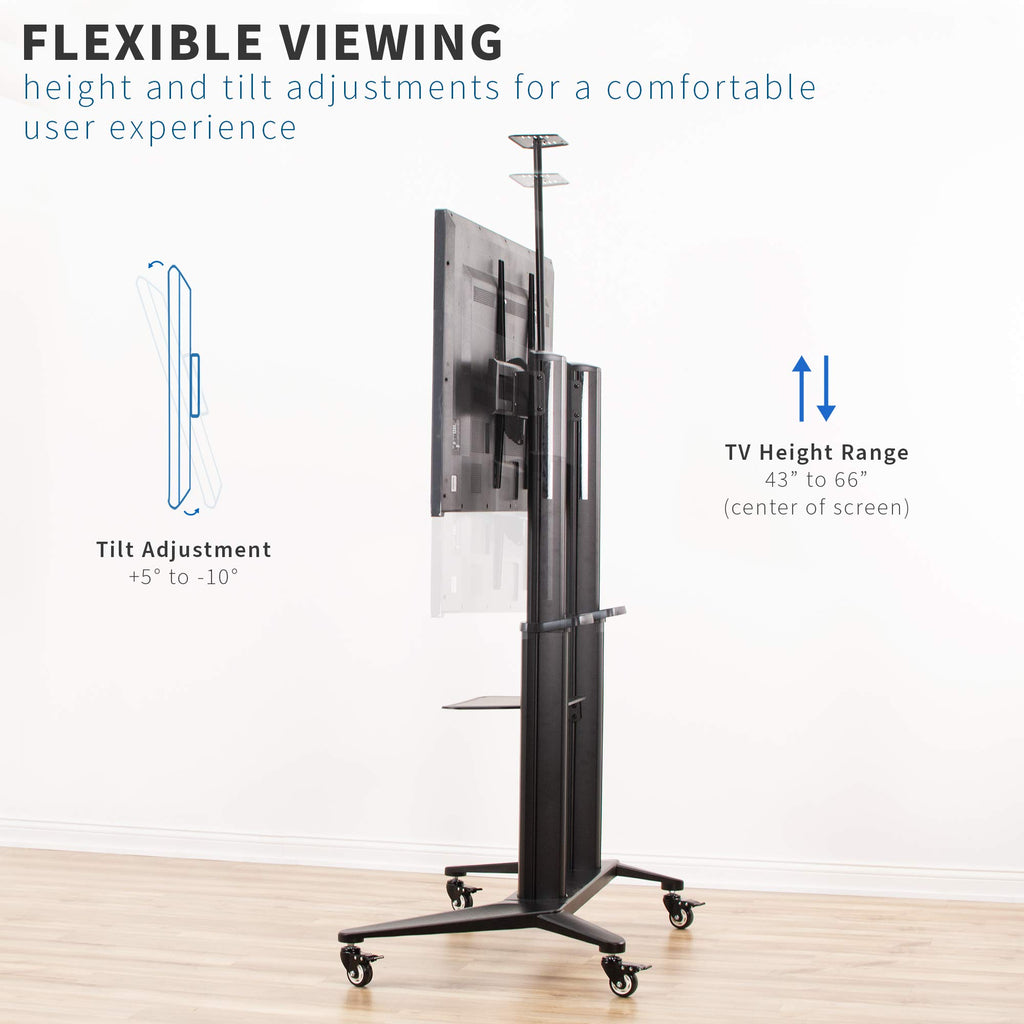 Aluminum Mobile TV Cart for 32 to 120 inch Screens up to 308 lbs, Black Z956686