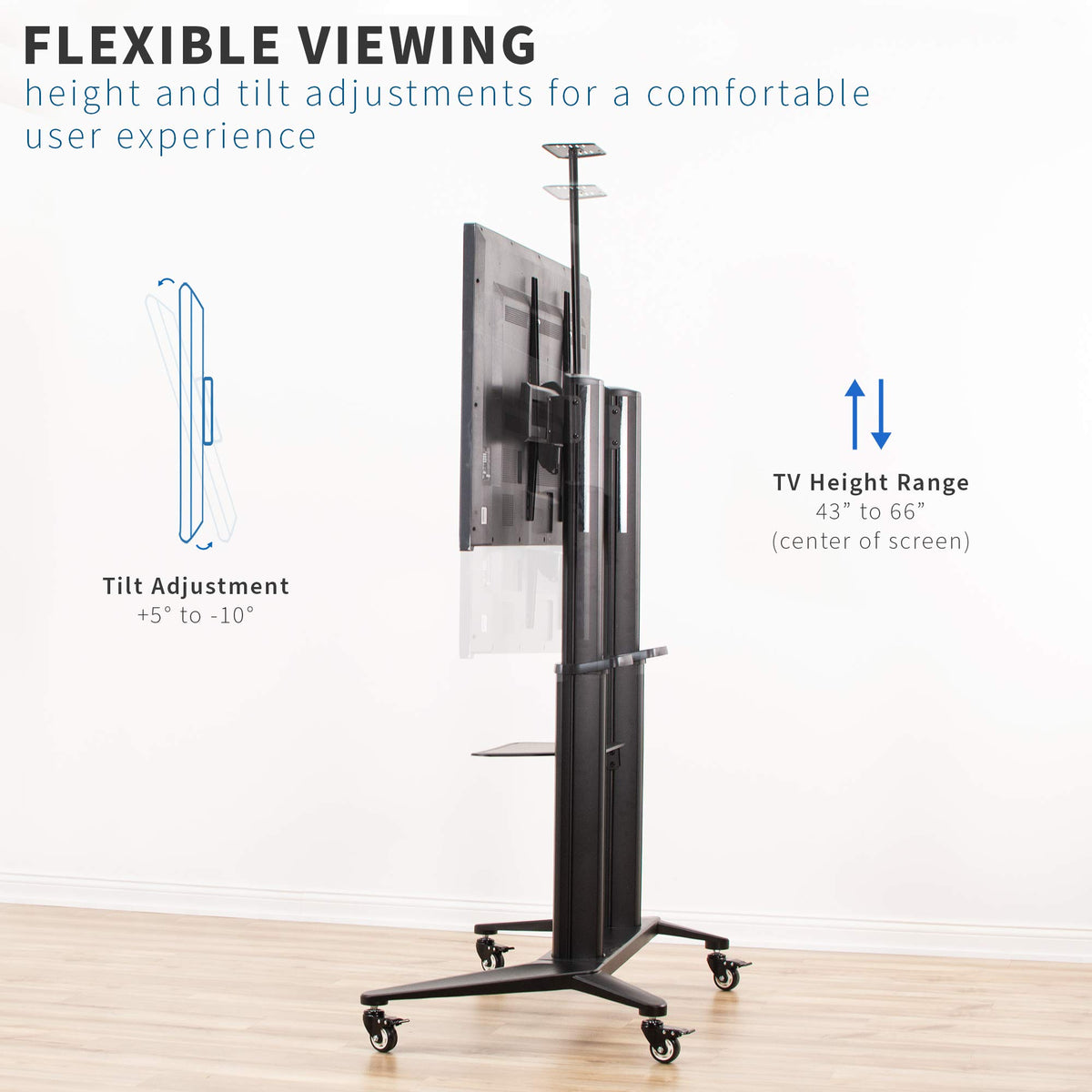 Aluminum Mobile TV Cart for 32 to 120 inch Screens up to 308 lbs, Black Z956686