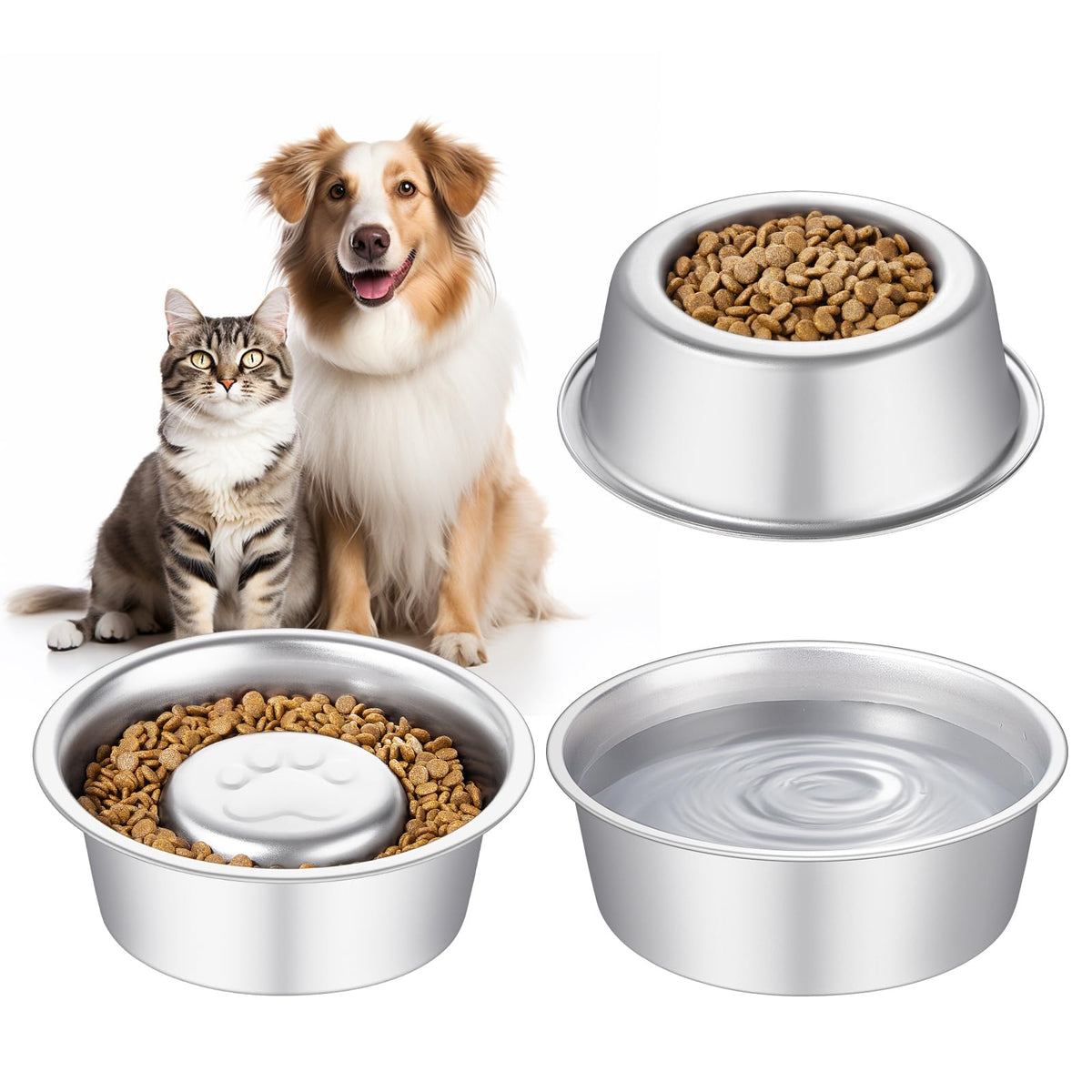 Stainless Steel Pet Dog Water and Food Bowl, 2-Pack X374580