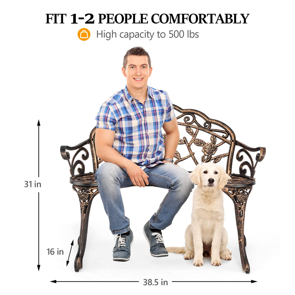 2 Seater Cast Iron Cast Aluminium Garden Bench B979394